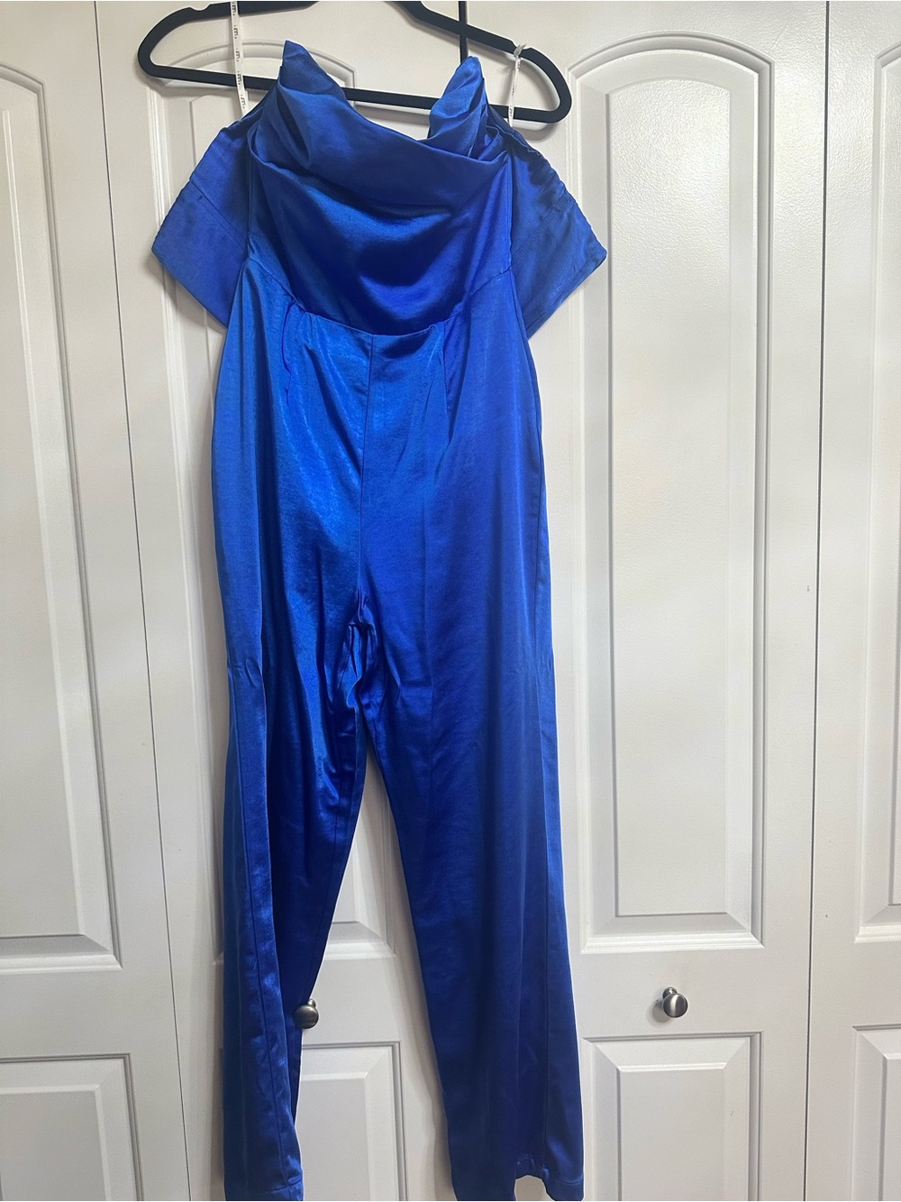 Club L London Royal Blue Satin Jumpsuit